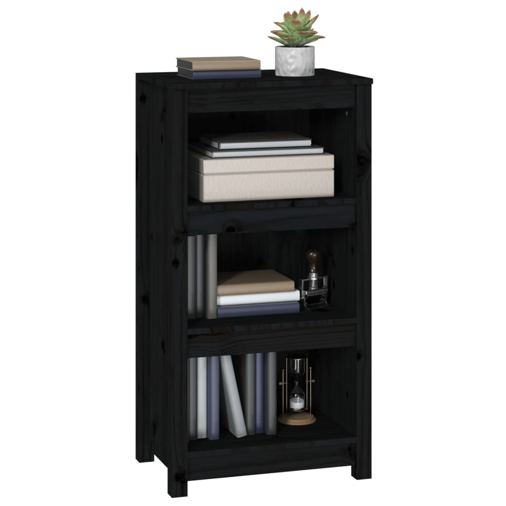 Book Cabinet Black 50x35x97 cm Solid Wood Pine